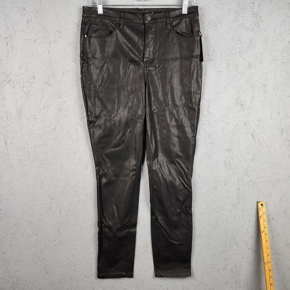BLANKNYC Pants Womens 30 Black Mid-Rise Skinny Faux Leather Coated Stretch Goth
